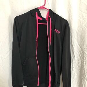 Fila ⚽️ EUC hooded zip-up warm up jacket. Sz M.
